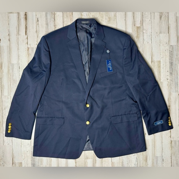 Chaps Blazer Mens 52R Navy Blue Wool Gold Buttons Suit Separate Jacket NWT - Picture 1 of 12